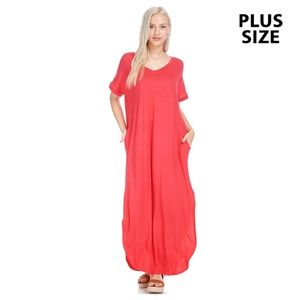 🏵LAST🏵 Coral Maxi With Side Slits And Pockets